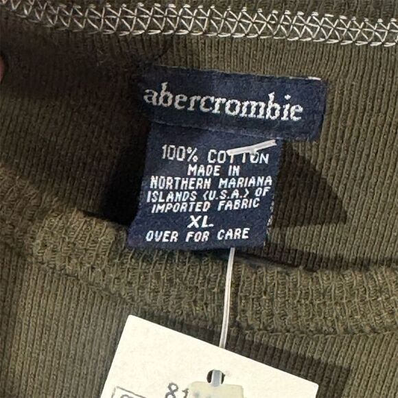 Vintage Abercrombie Olive Green Baby Tee XL Y2K Grunge Ribbed Crop Top NWT - Picture 9 of 9